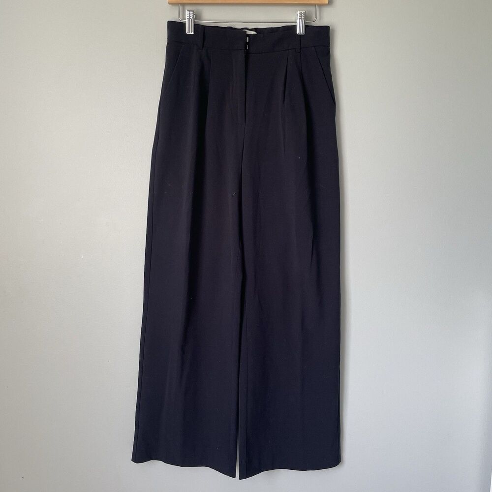 Abercrombie & Fitch High-Rise Wide Leg Dress Pants Navy Blue Pleated Size 6